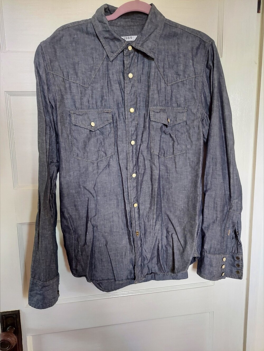 Gap 1969 Denim Linen Button-Up Shirt